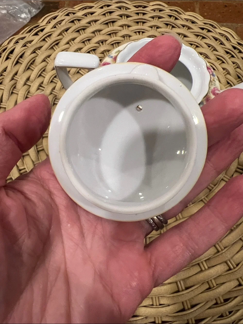 Vintage Gold Castle Floral Porcelain Mini Teapot with Gold Trim